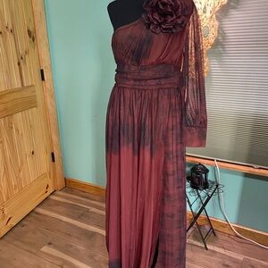 Elegant One-Shoulder Burgundy Dress